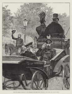 Der verstorbene deutsche Kaiser in seiner Kutsche mit dem Kronprinzen, Unter den Linden, Berlin